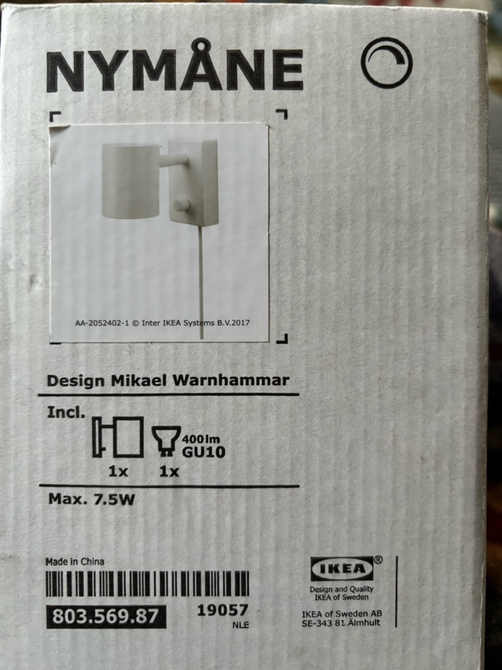 NIB IKEA NYMÅNE Wall Reading Lamp Dimmable